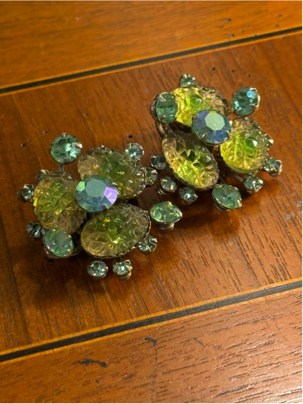 Judy-Lee Vintage Clip-On Earrings One Size Green Blue